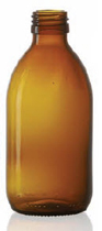 250 ml siroopfles, amber, type 3 geblazen glas